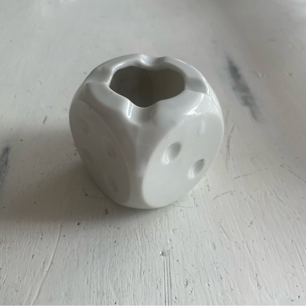 Vintage Porcelain Bisque Dice Ashtray Made in JAPAN Gamble Vegas Studio Classic